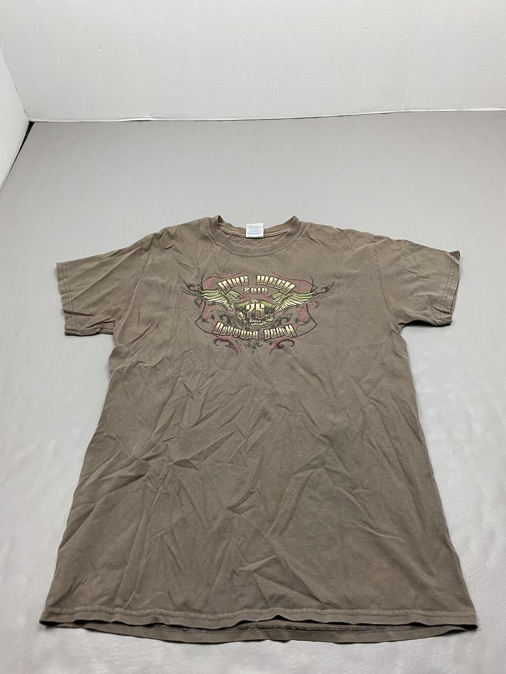 Gildan Shirt Mens M Brown Bike Week Daytona Beach 2016 25 Years Graphic Tee